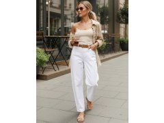 Dámské džíny s páskem UY2930 bílé - FashionStreet 1