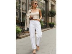 Dámské džíny s páskem UY2930 bílé - FashionStreet 4