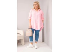 Bavlněná mušelínová košile Plus Size 65622 baby růžová - Kesi 1