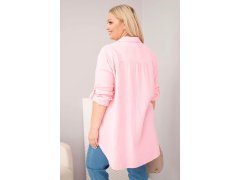 Bavlněná mušelínová košile Plus Size 65622 baby růžová - Kesi 3