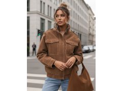 Dámská semišová bunda bomber TY5644 hnědá - FashionStreet 1