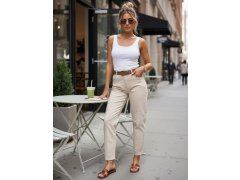 Dámské džíny s páskem mom fit UY3056 béžové - FashionStreet 3