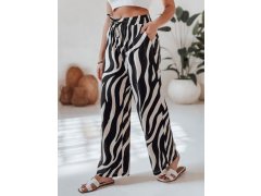 Dámské pruhované kalhoty se širokými nohavicemi ZEBRAVIBE UY2653 béžovo-černé - FashionStreet 1