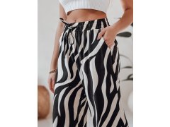 Dámské pruhované kalhoty se širokými nohavicemi ZEBRAVIBE UY2653 béžovo-černé - FashionStreet 2
