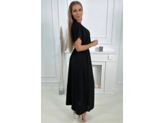 Dlouhé šaty s&nbsp;ozdobným páskem 6012F černé - Kesi 5