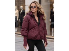 Dámská zimní prošívaná bunda s kapucí TY5898 vínová - FashionStreet 2