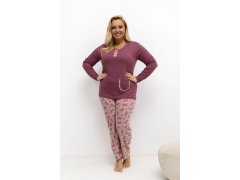 Pohodlná pyžama pro plnoštíhlé s květinovým vzorem model 221191 Forever Pink 2