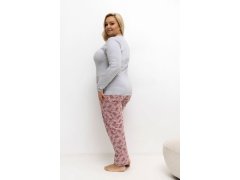 Pohodlná pyžama pro plnoštíhlé s&nbsp;květinovým vzorem model 221192 Forever Pink 1