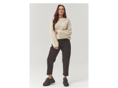 Manšestrové kalhoty s&nbsp;vysokým pasem model 223243 Makadamia 1
