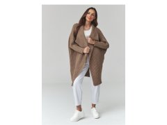 Svetr na zapínání oversize model 226877 Makadamia 1