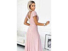 411-6 CRYSTAL třpytivé dlouhé šaty s výstřihem - BRUCE PINK 8