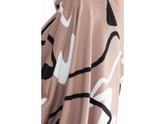 402-8 Svetr pohodlné netopýří šaty s&nbsp;výstřihem - béžové s&nbsp;černobílým vzorem 8