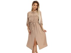 531-3 Midi sukně se zlatými knoflíky a&nbsp;vázáním - MOCHA MOUSSE 2