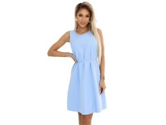 296-12 VICTORIA Trapézové šaty bez rukávů s&nbsp;páskem - modré 2