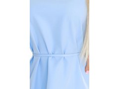 296-12 VICTORIA Trapézové šaty bez rukávů s&nbsp;páskem - modré 7
