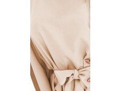 287-38 SOFIA Motýlí šaty se zavazováním v pase - DARK BEige 1