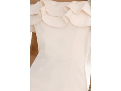 599-1 CARMEN Přiléhavé midi šaty ve španělském stylu - béžové 5