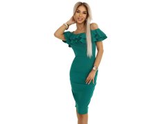 599-2 CARMEN Přiléhavé midi šaty ve španělském stylu - ZELENÉ 1