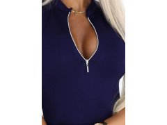 573-2 Exkluzivní šaty s&nbsp;rozšířeným spodním dílem a&nbsp;zlatým zipem - ZELENÉ 6