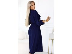 531-6 Midi košilka se zlatými knoflíky a&nbsp;vázáním - ZELENÁ 5