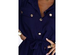 531-6 Midi košilka se zlatými knoflíky a&nbsp;vázáním - ZELENÁ 6