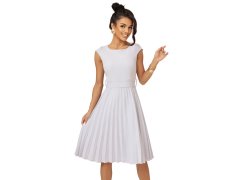 311-20 LILA Plisované šaty s&nbsp;krátkými rukávy a&nbsp;páskem - ŠEDÉ 2