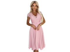 381-6 Lehké šifonové šaty LINDA s&nbsp;krajkovým výstřihem - BRUCE PINK 1