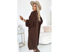 627-2 Cardigan - svetr dlouhý s kapsami - čokoládová barva 4