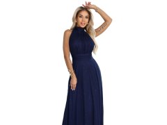 636-2 VERONICA luxusní dlouhé šaty s&nbsp;brokátovým akcentem a&nbsp;elegantním střihem - námořnická modř 2