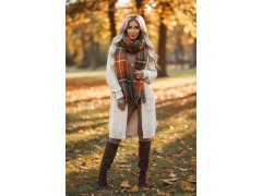 619-1 Pohodlný a elegantní žebrovaný dámský overal s výstřihem - moka pěna 7