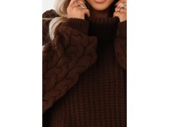 650-1 Teplý rolák oversize s&nbsp;širokými rukávy - čokoládový 7