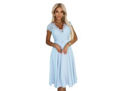 381-8 Éterické šifónové šaty LINDA s&nbsp;krajkovým výstřihem - modré 3