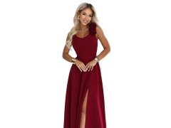 643-9 Elegantní večerní maxi šaty s&nbsp;rozparkem a&nbsp;růžemi – vínové 4