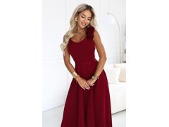 643-9 Elegantní večerní maxi šaty s&nbsp;rozparkem a&nbsp;růžemi – vínové 7