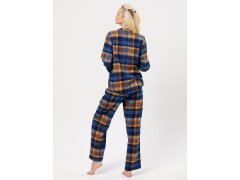 Pyžamo Key LNS 481 B24 Flanelové dlouhé/r 2XL-3XL dámské rozepínací 2