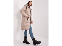 Dámská béžová prošívaná zimní bunda SUBLEVEL sahající až ke kolenům (D50048X44518B3) 3