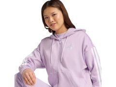 Dámská fleecová mikina adidas Essentials 3-Stripes s kapucí a zipem fialová JY3080 6