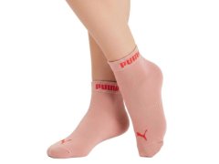 Puma dámské ponožky, 3 ks v balení, nad kotník, bavlna, růžová/červená/bílá, dámské 1