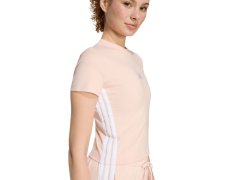 Dámské tričko adidas Essentials 3-Stripes Slim Baby v pastelově růžové barvě KD2343 3