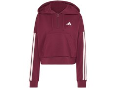 Dámská mikina adidas Essentials 3-Stripes z francouzského froté s čtvrtinovým zipem, vínová, KF8316 1