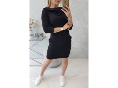 Šaty s kapucí a kapsami černé 5