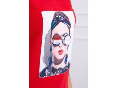 Halenka s ženskou grafikou červená 2