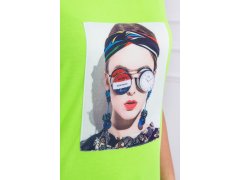 Halenka s dámskou grafickou zelenou neonovou barvou 2
