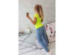 Halenka s krajkovým výstřihem žlutá neonová 4