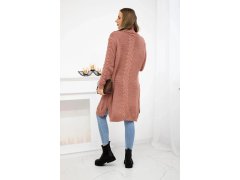 Svetr Cardigan kostkovaný tmavě růžový 2