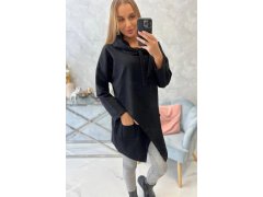 Oversize tunika s&nbsp;obálkou vpředu černá 5