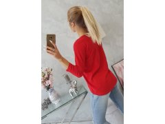Halenka s grafickou a barevnou 3D mašlí červená 4