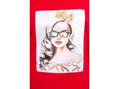 Halenka s grafikou dívky v 3D brýlích červená 1