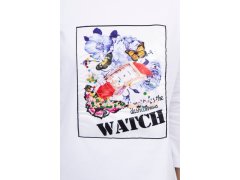 Halenka s grafikou 3D Watch bílá 2