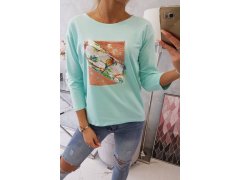 Halenka s grafikou 3D Bird mint 3